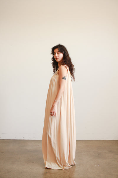 Antique Champagne Silk Charmeuse Ribbon Work Night Gown