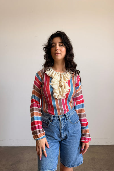 1980s Multi Color Striped Knit Sweater