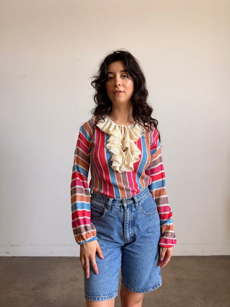 1980s Multi Color Striped Knit Sweater