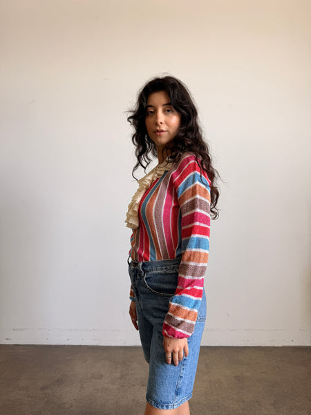 1980s Multi Color Striped Knit Sweater