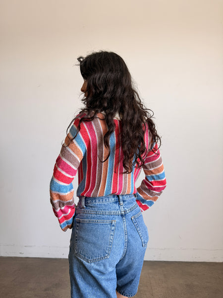 1980s Multi Color Striped Knit Sweater