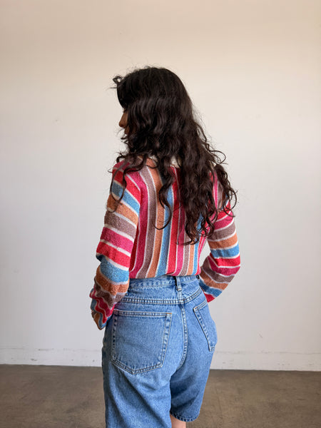 1980s Multi Color Striped Knit Sweater