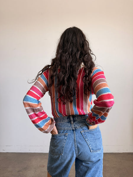 1980s Multi Color Striped Knit Sweater