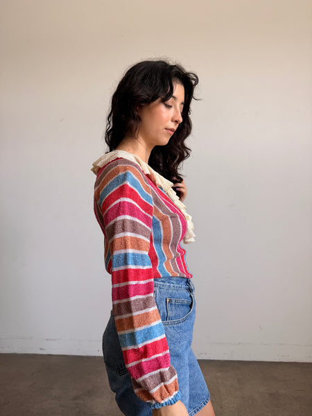 1980s Multi Color Striped Knit Sweater