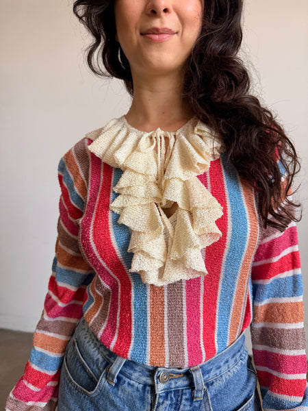 1980s Multi Color Striped Knit Sweater