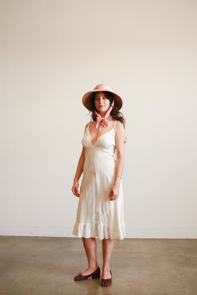 1950s Cotton Voile Eyelet Midi Dress