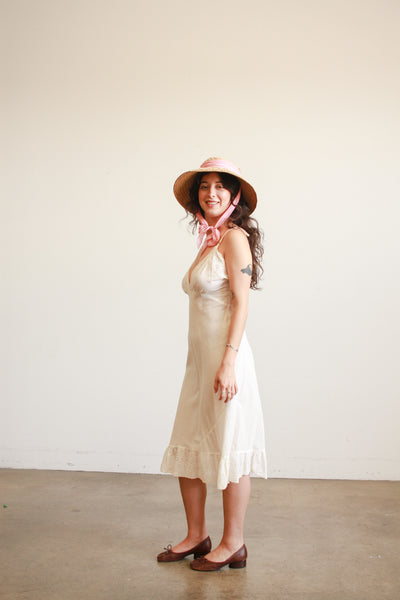 1950s Cotton Voile Eyelet Midi Dress
