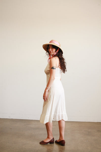 1950s Cotton Voile Eyelet Midi Dress