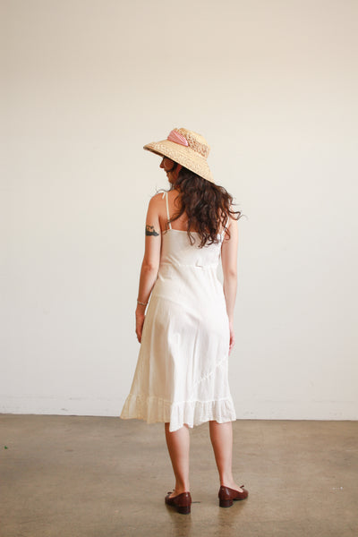 1950s Cotton Voile Eyelet Midi Dress