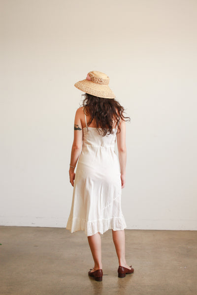 1950s Cotton Voile Eyelet Midi Dress