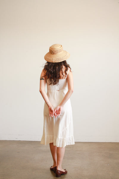 1950s Cotton Voile Eyelet Midi Dress