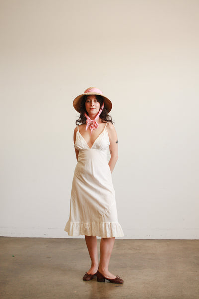 1950s Cotton Voile Eyelet Midi Dress