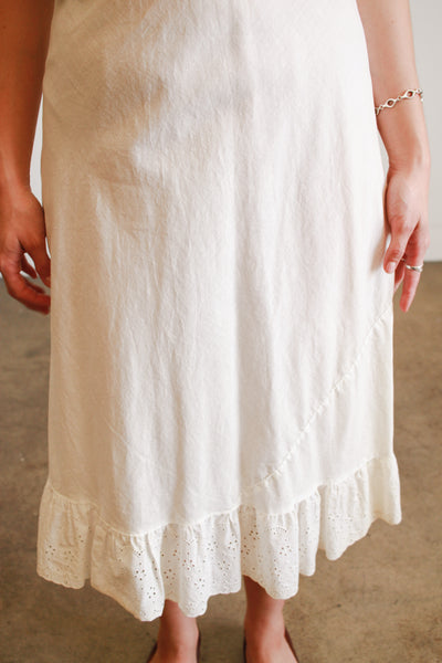 1950s Cotton Voile Eyelet Midi Dress