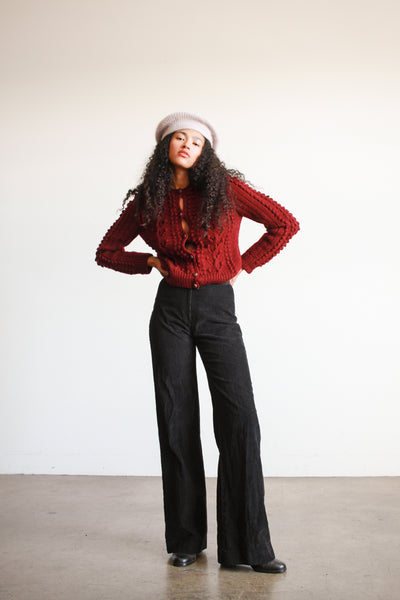 1970s Black Corduroy Highwaist Trousers