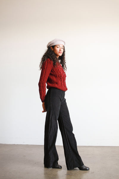 1970s Black Corduroy Highwaist Trousers