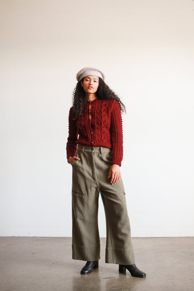 1990s J. Morgan Puett Olive Slouch Wool Pants