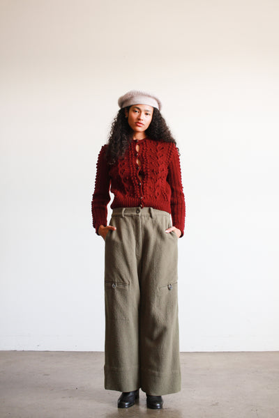 1990s J. Morgan Puett Olive Slouch Wool Pants