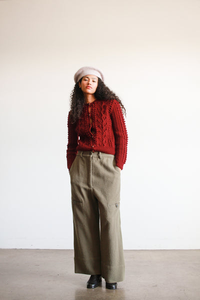 1990s J. Morgan Puett Olive Slouch Wool Pants