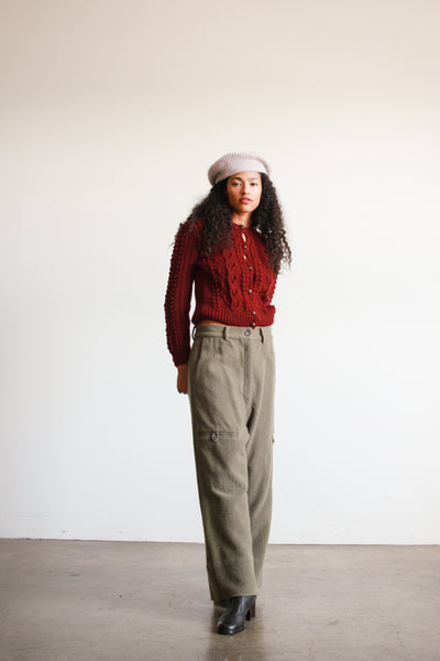 1990s J. Morgan Puett Olive Slouch Wool Pants