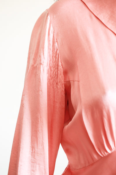 1930s Salmon Silk Charmeuse Night Gown