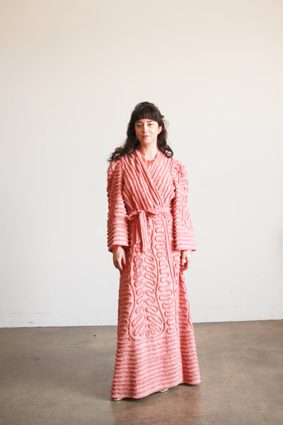 1950s Rose Cotton Chenille Robe