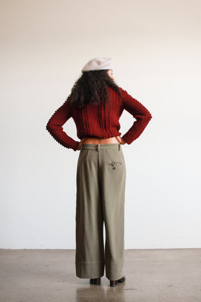 1990s J. Morgan Puett Olive Slouch Wool Pants