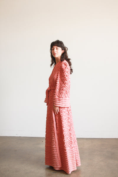 1950s Rose Cotton Chenille Robe
