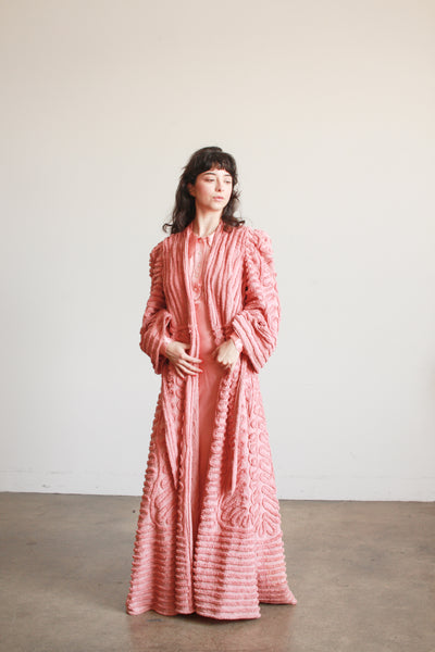 1950s Rose Cotton Chenille Robe