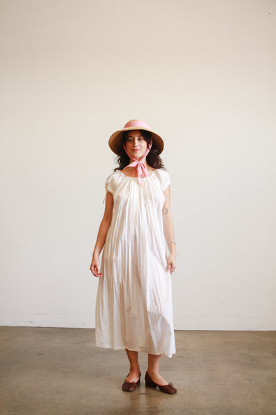 Antique White Cotton Smock Nightgown