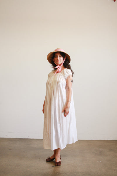 Antique White Cotton Smock Nightgown