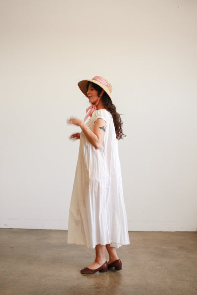 Antique White Cotton Smock Nightgown