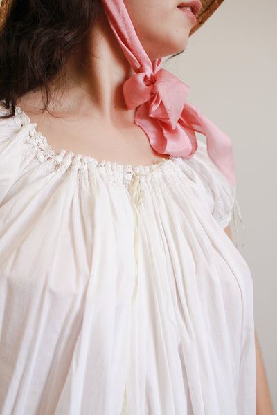 Antique White Cotton Smock Nightgown