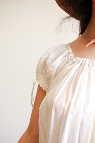 Antique White Cotton Smock Nightgown