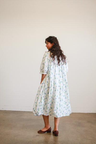 1950s White Seersucker Floral Print Dress Set