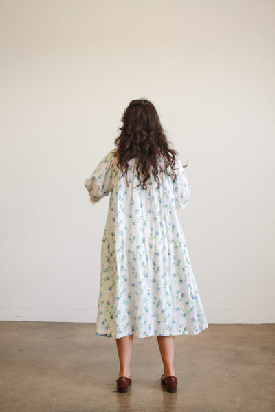 1950s White Seersucker Floral Print Dress Set