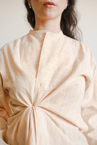 1930s Salisbury Peach Cotton Pinstripe Tuxedo Shirt