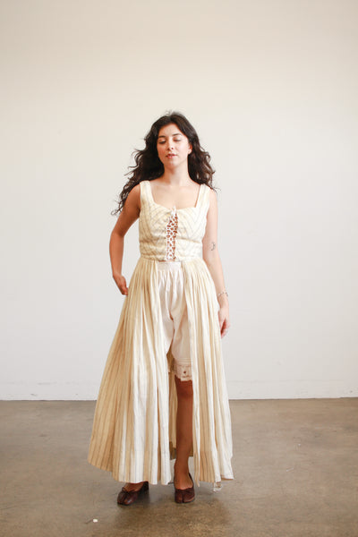 Handmade Linen Pinstripe Corset Girdle Dress