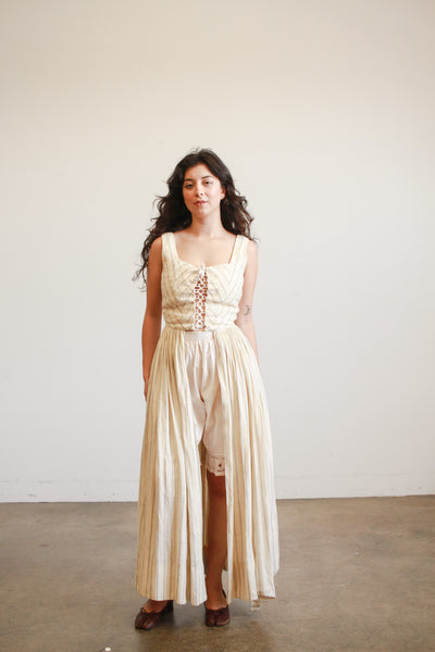 Handmade Linen Pinstripe Corset Girdle Dress