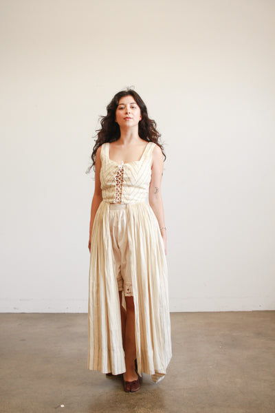 Handmade Linen Pinstripe Corset Girdle Dress