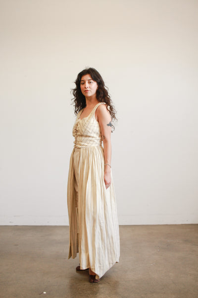 Handmade Linen Pinstripe Corset Girdle Dress