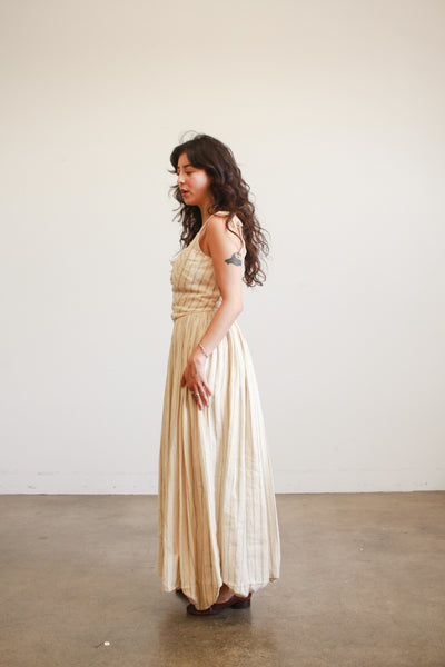 Handmade Linen Pinstripe Corset Girdle Dress