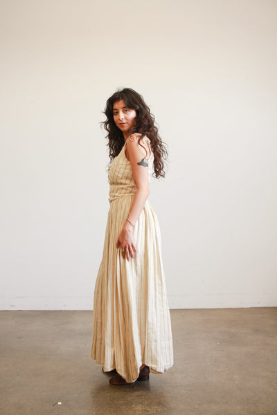 Handmade Linen Pinstripe Corset Girdle Dress
