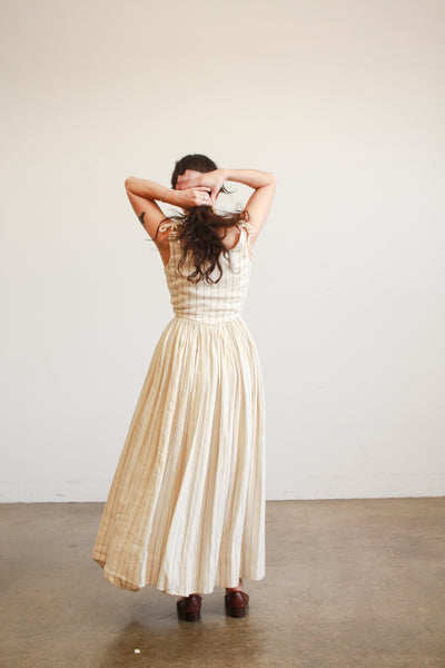 Handmade Linen Pinstripe Corset Girdle Dress