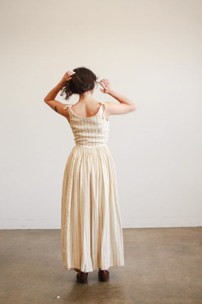 Handmade Linen Pinstripe Corset Girdle Dress