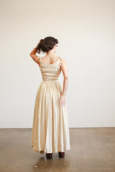 Handmade Linen Pinstripe Corset Girdle Dress