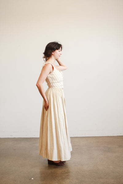 Handmade Linen Pinstripe Corset Girdle Dress