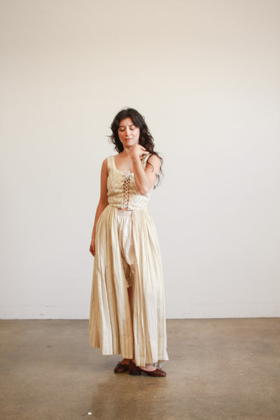 Handmade Linen Pinstripe Corset Girdle Dress