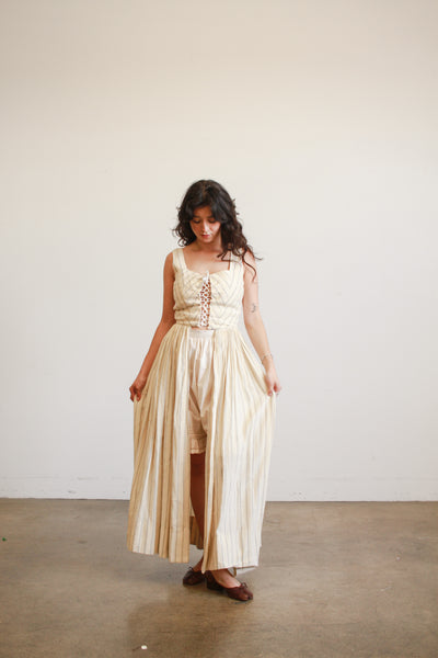 Handmade Linen Pinstripe Corset Girdle Dress