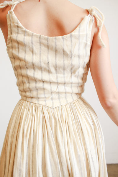 Handmade Linen Pinstripe Corset Girdle Dress