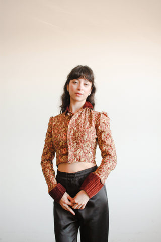 Victorian Burgundy Paisley Print Blouse